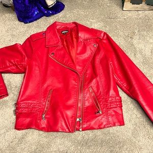Project Runway Large red leather jacket.